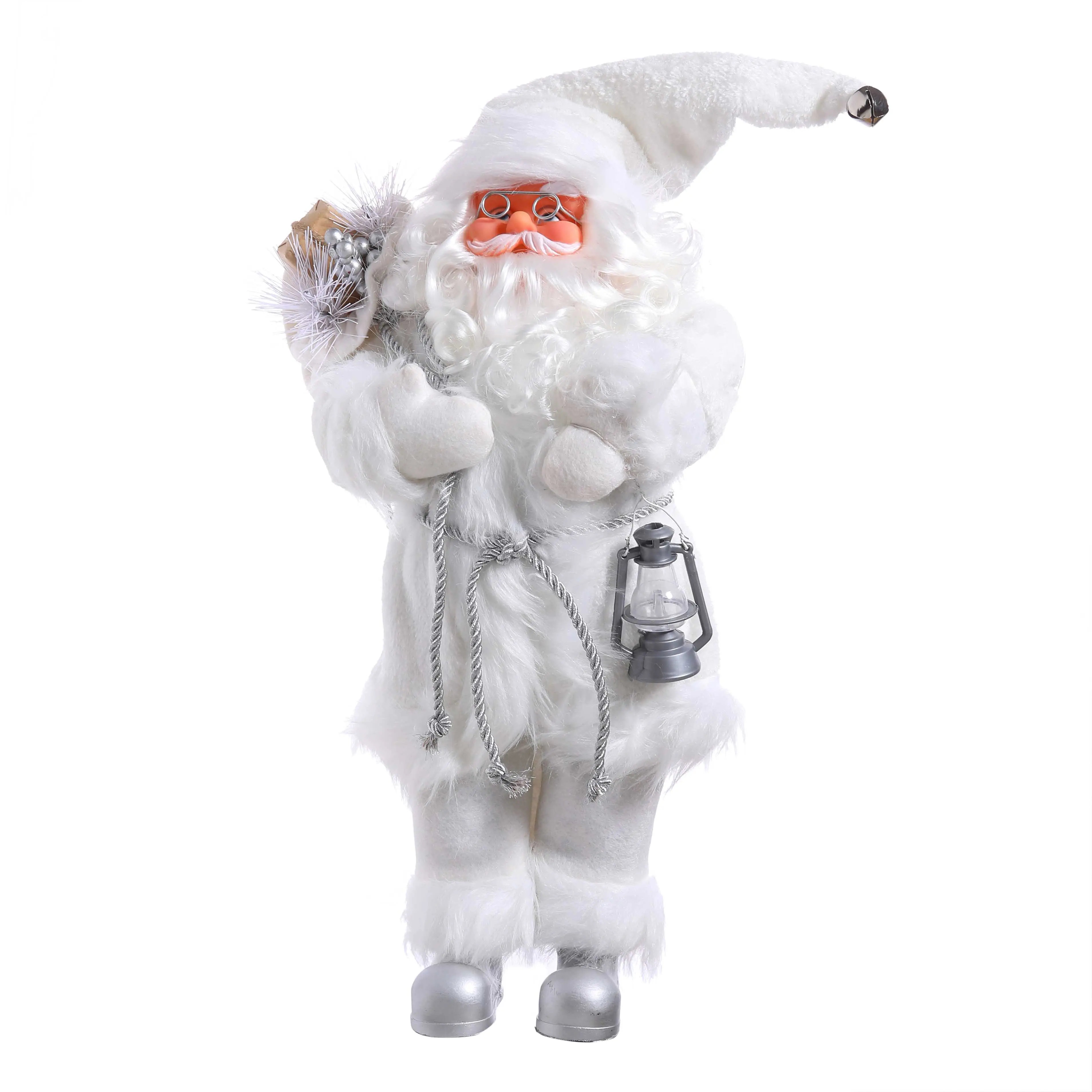 2022 New Christmas 12-inch White Lantern Standing Old Man Doll Window Desktop Decoration