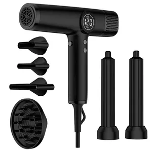 1600W Hair Salon BLDC Motor LCD Negative Ions Hair Dryer With Diffuser +Curler Blow Dryer
