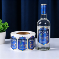 Etiquetas Personalizadas Holográficas Impermeables Autoadhesivas para Botellas de Vino, Cerveza y Whisky, Impresión de Etiquetas en Rollo de Papel Sintético para Licores y Vasos