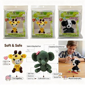 Kit de <span class=keywords><strong>Crochet</strong></span> Girafe Bébé Éléphant Chiot - Bricolage Artisanat Fait Main Fil Doux Crochets <span class=keywords><strong>pour</strong></span> Enfants Débutants Cadeau de Fête Polyester <span class=keywords><strong>Crochet</strong></span> - Product Image 1