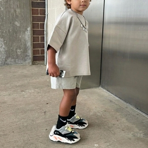 Vêtements pour enfants, mode streetwear personnalisée, t-shirt oversize, shorts, vêtements unisexes, ensembles d'été pour filles et garçons, <span class=keywords><strong>ensemble</strong></span> de vêtements pour enfants - Product Image 2