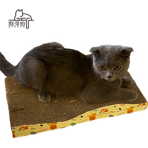 Tempat tidur kucing klasik Modern, karton bergelombang Oval tahan lama furnitur kayu kertas wol pohon kucing bergaya untuk Halloween - Product Image 1