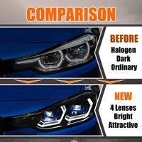 Faros Delanteros SYA para F30 F31 320i 328i 330i 340i Serie 3 2013-2018 Sedán de 4 Puertas (Para Modelo Xenón)