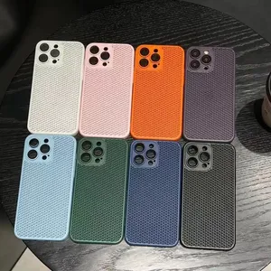 pc camera lens grid heat dissipation phone case for iphone 14 13 12 11 pro,for iphone 15 pro cooling case