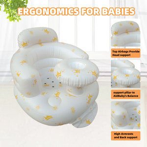 Canapé gonflable pour bébé avec imprimé couronne blanche, chaise en PVC peluche pour enfants, siège moelleux pour apprendre à s'asseoir à la maison - Product Image 5