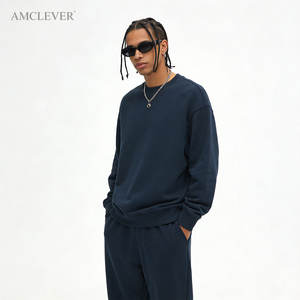 Sudadera de cuello redondo de 350GSM para hombre, personalizable con logo, lisa, oversize, de mezcla de algodón y forro polar, duradera, estilo Canadá Alemania - Product Image 5