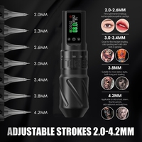 TREX V1 2.0-4.2mm Verstelbare Slag Professionele Draadloze Tattoo Pen Machine met Dubbele Batterij voor Beginners Body Art