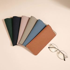 Étui à lunettes promotionnel en cuir véritable de vachette pleine fleur, durable, motif litchi gaufré, pour lunettes de soleil et de lecture - Product Image 2