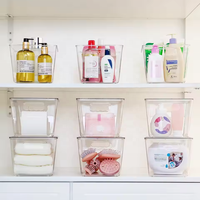 Paquete de 6 Cajas de Almacenamiento Apilables Transparentes de Plástico con Tapa, Grandes, de Grado Alimenticio, PET, para Despensa, Refrigerador, Cocina, Escritorio, Armario