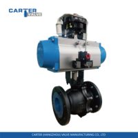 Vanne à boisseau sphérique pneumatique à commande pneumatique Carter, 2 pièces, montée sur trunnion, certifiée ANSI/API, en acier inoxydable forgé, télécommandée OEM