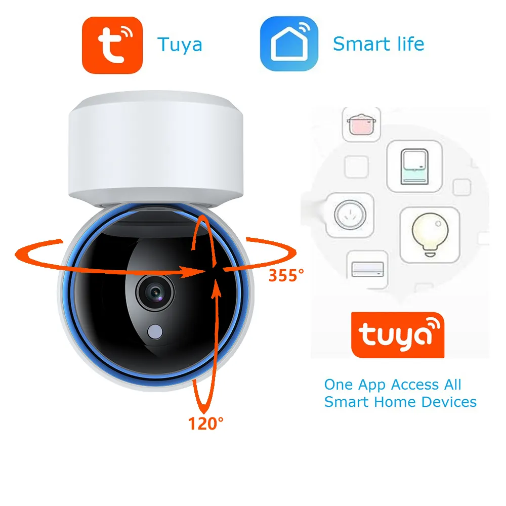 เด็กกล้องตรวจสอบ2MP Tuya สมาร์ท IP Wifi ไร้สายบ้านการรักษาความปลอดภัยอัตโนมัติติดตามกล้อง Ptz