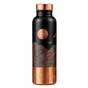 New Chinese Style Black <b>Copper</b> <b>Water</b> <b>Bottle</b> with Mountain Design Portable <b>Copper</b> Drinkware - Product Image 1