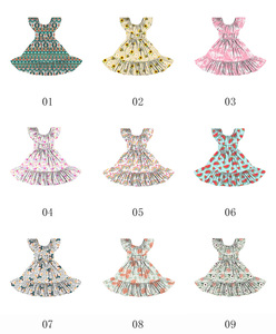 Robe pour bébé BQ-486-WXL, fabriquée en Chine, nouveau motif floral, épaules dénudées, col élastique, jolie robe d'été à gros volants - Product Image 6