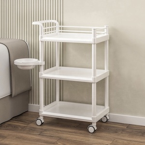 Modern White <b>Plastic</b> Salon <b>Storage</b> Cart Mobile Trolley with <b>Drawer</b> Bucket for Spa Bathroom Bedroom Use - Product Image 5