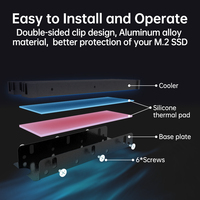 JEYIFactory Disipador de calor de refrigeración de doble cara para M.2 2280 SSD NVMe/NGFF Solución térmica para PS5/PC con almohadillas de silicona en stock