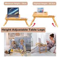 Schreibtisch mit Ablagefach für Heimarbeit faltbares Holz-Bambus-Bett Laptop-Schreibtisch einstellbares Frühstück Serviertafel