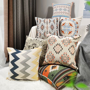 <span class=keywords><strong>Housse</strong></span> de coussin en polyester/coton de qualité supérieure, style bohème, design original tissé géométrique abstrait, pour la lecture et le repos au lit - Product Image 4