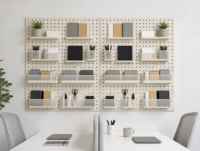Organisateur de salle d'artisanat professionnel, panneau mural en métal robuste avec crochets et étagères pour fournitures de papeterie et d'art