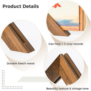 Wooden <b>Vinyl</b> Record Rack <b>Wall</b> Mountable Photo Album Holder Retro Solid Wood CD Rack Multi-purpose Portable Installation Free - Product Image 4