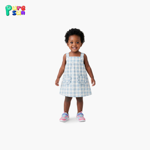 Gaun Musim Panas Anak Perempuan Model Baru Puresun ODM Kasual Bermotif, Bahan Katun Bernapas, Tanpa Lengan, Kancing, Panjang Selutut, Grosir - Product Image 2