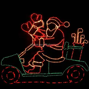 Outdoor 2D Santa Motorfiets Golfkar Animated Led Kerst Yard Displays Silhouetten Voor Exterieur Vakantie Verlichting