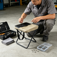 Tabouret de camping pliable portable, directement de l'usine, en tissu Oxford compact, avec sac de transport pour activités de plein air