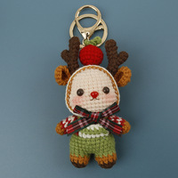 Porte-clés de Noël en crochet faits main pour couple, porte-clés rennes, breloques de sac Kawaii, poupées de Noël en crochet, cadeaux d'anniversaire et de Noël