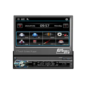 7 pouces 1 Din Android autoradio avec écran tactile rétractable Wifi Bt Fm Rds Aux stéréo Auto <span class=keywords><strong>lecteur</strong></span> DVD de voiture - Product Image 1