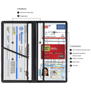 Portefeuille en cuir pour <span class=keywords><strong>carte</strong></span> d'identité personnalisée, étui à cartes pour permis d'assurance, organisateur de voiture étanche à la mode - Product Image 2