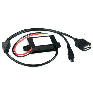 Convertidor de CC a CC IP68, módulo reductor de 12V a 5V, 3A, 15W, convertidor de transformador USB A hembra + Micro USB macho, adaptador de corriente de salida