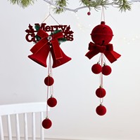 Ornement de Noël en velours en forme de cloche, décor floqué rouge nordique pour arbre, fenêtre, maison, fournitures de fêtes