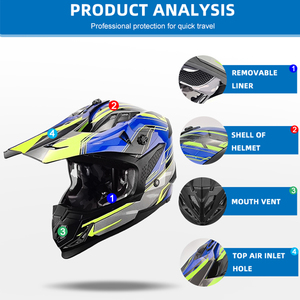 Casque de moto tout-terrain ECE 22.06, motocross, vente en gros d'usine, casque de moto, accessoires pour motocycliste - Product Image 3