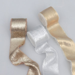 经典全息4CM*5M/卷烫金雪纺丝带毛绒婚礼情人节花束流苏拖尾布料 - Product Image 4
