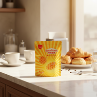 Sachet compostable en Mylar avec fermeture éclair, résistant à l'humidité, imprimé en héliogravure, 200G-1KG, sac à café personnalisé
