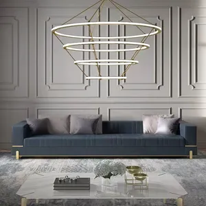 Italiaans Design Licht Moderne Eenvoudige Post-Moderne Woonkamer Driezits Bank Mat Leer L Vorm Woonkamer Stof Modern