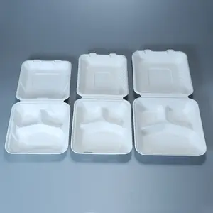 3 Compartiment Milieuvriendelijke Biologisch Afbreekbare Wegwerp Suikerriet Bagasse Weg Te Nemen Lunch Verpakking Dozen Voor Warm En Koud Eten