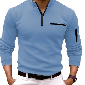<span class=keywords><strong>Polo</strong></span> da uomo Jiaer all'ingrosso personalizzate di alta qualità, grigie, slim fit, casual, estive, leggere, da golf, a maniche lunghe con mezza zip - Product Image 2