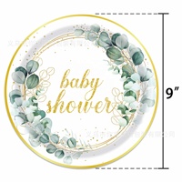 Assiettes et nappes jetables en papier sur le thème de la Salvia Officinalis pour baby shower – Articles de fête écologiques très demandés