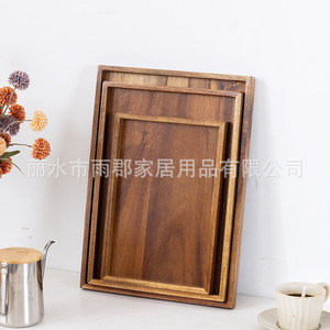 Acacia wood right-angled <b>tea</b> tray, simple household bread, fruit, and pastry tray; bamboo hotel small <b>tea</b> tray, water <b>cup</b> tray. - Product Image 4