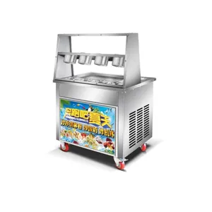 Double Pan Ice Cream Machine Fried With Freezer Ice Cream Roller Machine Thai Stir Fry Ice Cream Thailand Rolled