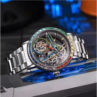 DULUNWE 6057 nouvelle montre pour hommes de marque supérieure tout acier étanche automatique mécanique squelette conception Tourbillon montre pour hommes lumineuse