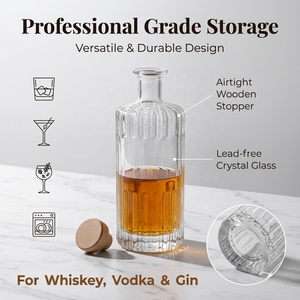 Bouteille de spiritueux en verre vide de luxe de style rond, personnalisable, 700 ml, 750 ml, pour whisky, gin, vodka, <span class=keywords><strong>tequila</strong></span> - Product Image 4