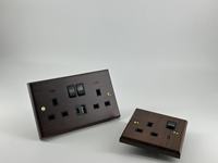Interruptor Eléctrico Estándar del Reino Unido de 45A, Panel de Nogal Negro para Hogar, Hotel, Interruptor de Luz de Pared Directo de Fábrica