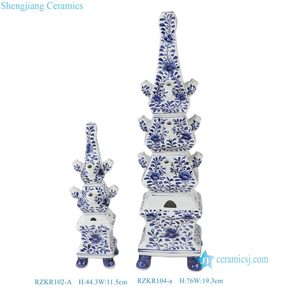 Vase Tulipier en Céramique Peint à la Main Bleu et Blanc à Plusieurs Niveaux, Style Vintage <span class=keywords><strong>Delft</strong></span>, Tour de Fleurs de Tulipes Empilées avec Plusieurs Emplacements pour Bourgeons - Product Image 6