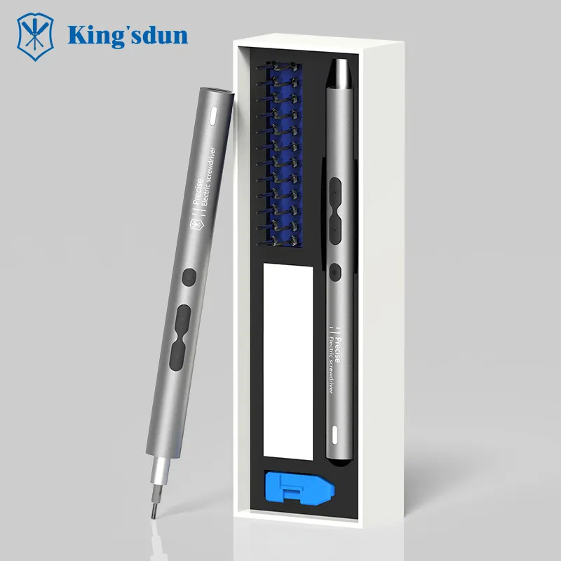King'sdun 28 Pcs Electric Screwdriver Pen LED Wireress Electric Screwdriver for PC, Mobile Phones, Cameras