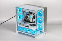 Boîtier PC tour complète en verre trempé transparent SPCC ATX pour jeux informatiques avec des fonctionnalités durables Tout-en-un