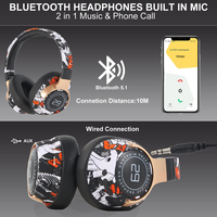 Headphone Nirkabel SN29 Desain Pola Fashion Over-Ear Stereo dengan Mikrofon Mode Ganda Kabel dan Nirkabel untuk Olahraga dan Perjalanan