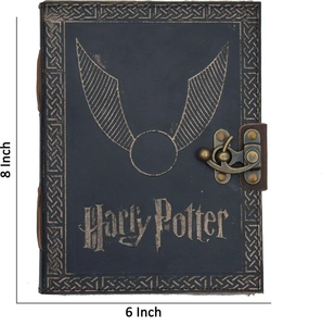 Carnet en cuir gaufré « Golden Snitch » fait main, journal celtique avec papier à bords festonnés, cahiers fantaisie pour cadeaux - Product Image 5