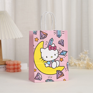 키티 고양이 생일 파티 용품 선물 가방 손잡이 포함 어린이 파티 부활절 새해 라마단 장식 만우절 - Product Image 6