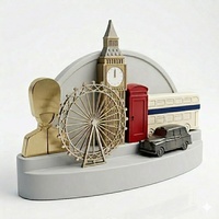 Aimant de réfrigérateur en résine 3D, sculpture artistique peinte à la main, souvenir de la Tour et du Big Ben de Londres, décoration personnalisée pour la maison, tourisme urbain